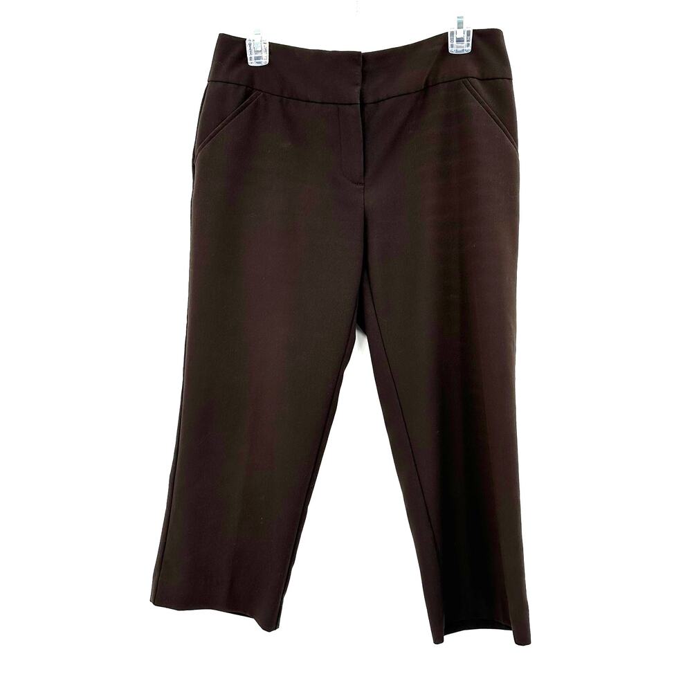 Nicole Miller Size 6 Pants Brown Hook and Bar Wide Leg Straight Fit‎ Workwear